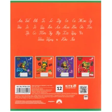 Зошит 12 арк., коса, софт тач + УФ лак, Ninjia Turtles NT26-235 Kite