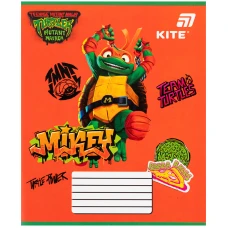 Зошит 12 арк., коса, софт тач + УФ лак, Ninjia Turtles NT26-235 Kite