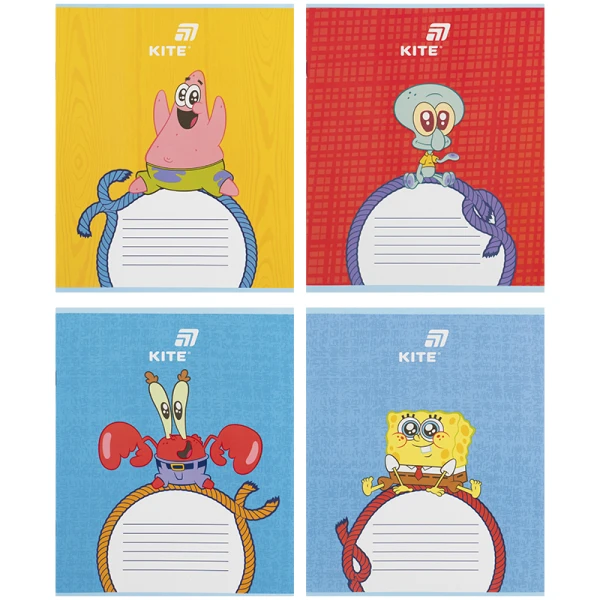 Зошит 12 арк., коса, софт тач + УФ лак об'ємний, Sponge Bob SB26-235 Kite