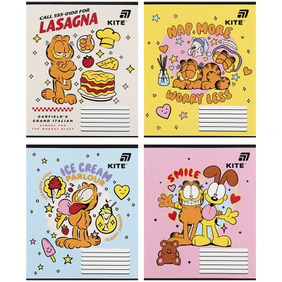 Зошит 12 арк., коса, софт тач + УФ лак, Garfield GF26-235 Kite