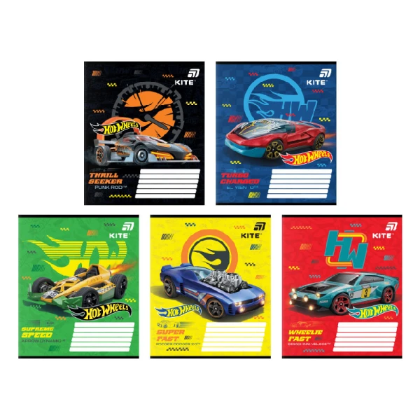 Зошит 12 арк., клітинка, гібр. лак + УФ лак, Hot Wheels HW26-232 Kite