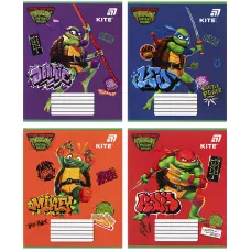 Зошит 12 арк., коса, софт тач + УФ лак, Ninjia Turtles NT26-235 Kite