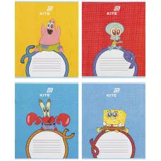 Зошит 12 арк., коса, софт тач + УФ лак об'ємний, Sponge Bob SB26-235 Kite