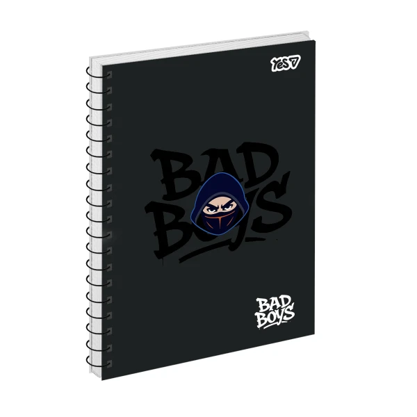 Зошит для записів А5 80арк. кліт., од.спіраль, Bad boys 152440 YES
