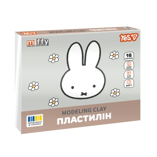 Пластилін YES Miffy, кор., стек, 16 кол, 320г, 540720