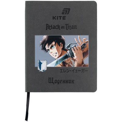 Щоденник шкільний, мяка обкл. PU, Attack on Titan AT26-283 Kite