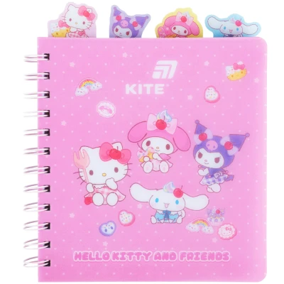 Блокнот з розділювачами на спіралі плвст. обкл., 80 арк., кліт., Hello Kitty HK26-278 Kite