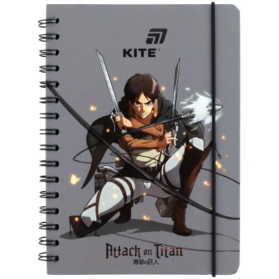 Блокнот на спіралі А5, 80 арк., кліт., Attack on Titan AT26-190 Kite
