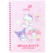 Блокнот на спіралі пласт. обкл., А5, 80 арк.,кліт., Hello Kitty HK26-277 Kite