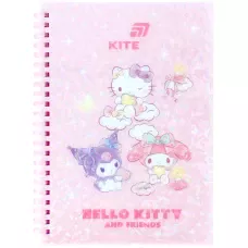 Блокнот на спіралі пласт. обкл., А5, 80 арк.,кліт., Hello Kitty HK26-277 Kite