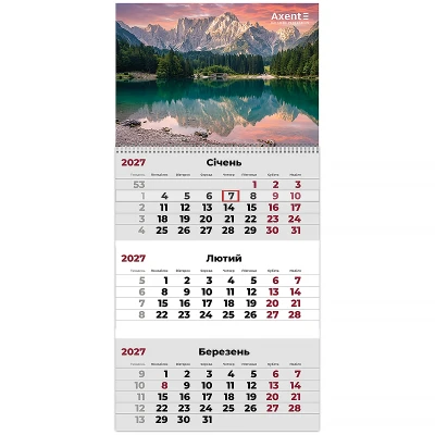 Календар настінний квартальний 2027 р.,1 пр. Mountains 3, 8801-27-6-A