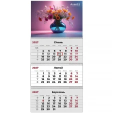 Календар настінний квартальний 2027 р.,3 пр. Magic Flowers 3, 8803-27-27-A