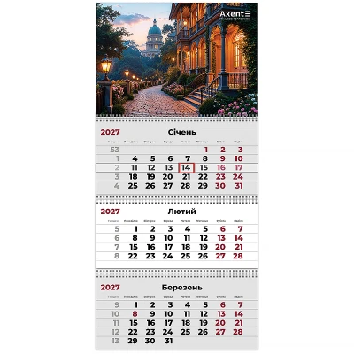 Календар настінний квартальний 2027 р.,3 пр. Romantic 2, 8803-27-35-A