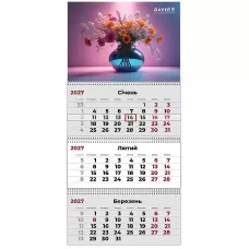 Календар настінний квартальний 2027 р.,3 пр. Magic Flowers 3, 8803-27-27-A