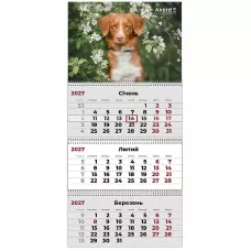 Календар настінний квартальний 2027 р.,3 пр. Dogs 2, 8803-27-11-A