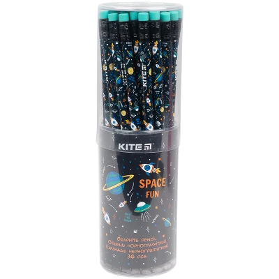 Олівець графітний з гумкою Space, 36шт., туба K21-056-1 Kite