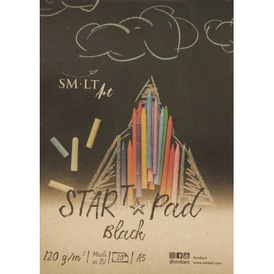 Склейка для рисунку STAR T А5, 120г/м2, 20л, чорний папір, Smiltainis