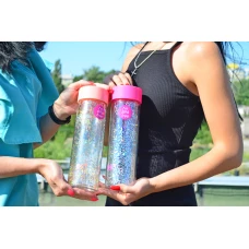 Пляшка для води "Sparkle", 570 мл, кришка рожевого кольору, 707006 YES