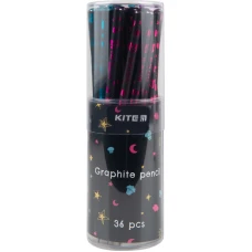 Олівець графітний з кристалом, чорн. корп. Sweet, 36шт, туба K22-059-3 Kite