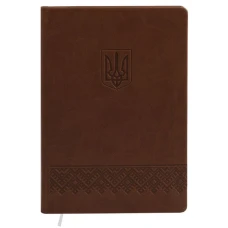 Щоденник недат. А5 (145х202), 128 арк., кліт., обкл. шт.шк., коричневий, з тисненням, 231 06Р Герб
