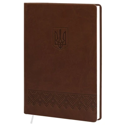 Щоденник недат. А5 (145х202), 128 арк., кліт., обкл. шт.шк., коричневий, з тисненням, 231 06Р Герб