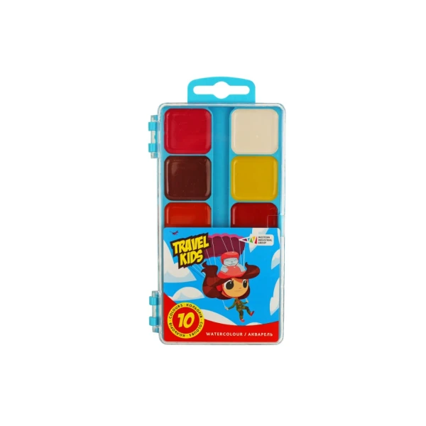 Фарби акварельні "Travel kids", пласт.упак., б/п, 10 кол., 312044/ТК
