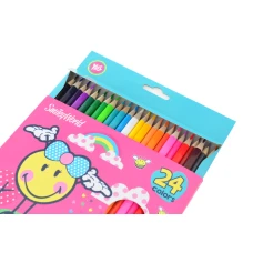 Олівці кольорові тригранні, 24 шт. "Smiley worlds pink", 290466 YES
