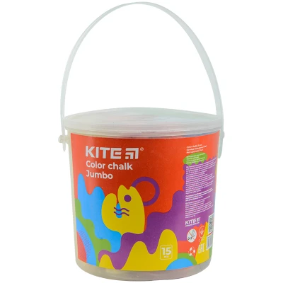 Крейда кольорова Jumbo, 15 шт. у відерці Kite Fantasy K22-074-2