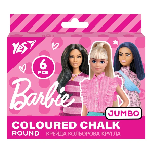 Крейда кольорова Jumbo, 6 шт., "Barbie" 400463 YES