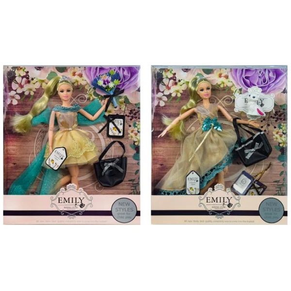 Іграшка лялька "Emily" арт. QJ079B/QJ079 2 види, з сумочкою та аксес, у кор.33*28*6см