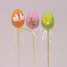 Писанка декоративна на піку мікс 6см. 6шт. (кольорові з пасхальним сюжетом) 998c-1260