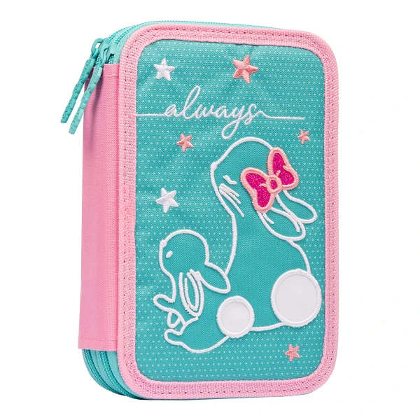 Пенал твердий 1Вересня подвійний HP-01 Bunny, бірюзовий 532952