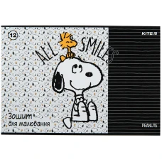 Зошит для малювання, 12 арк., скоба, гібр. лак + УФ лак, Peanuts Snoopy SN23-241 Kite