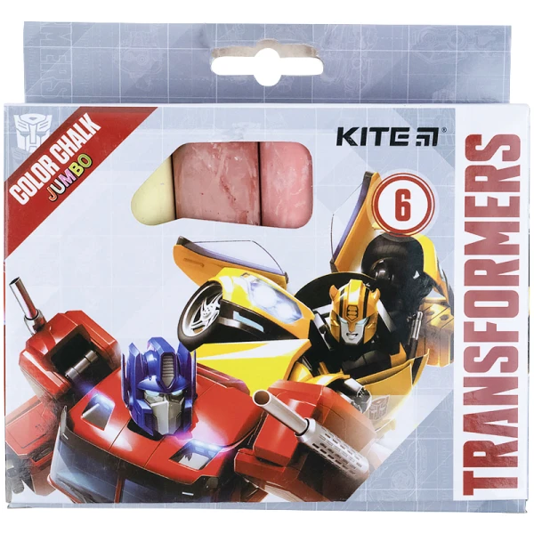 Крейда кольорова Jumbo, 6 кол. Transformers TF21-073 Kite