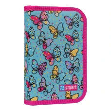 Пенал твердий Smart одинарний з двома клапанами HP-04 Bright butterflies, блакитний 532835