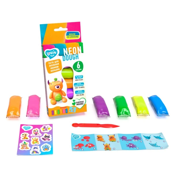 Набір для ліплення з тістом 6 кольорів Neon Assorted TM Lovin 41197 Окто