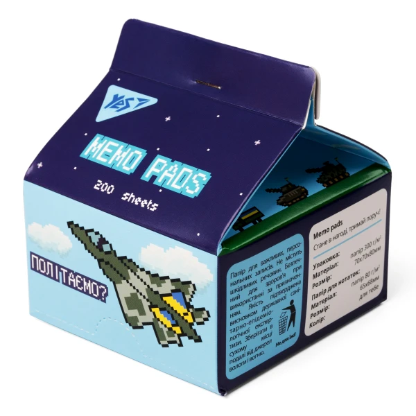 Папір для записів YES Tetra Pak "8bit UA" 200 арк., 7*7,5см., 170372