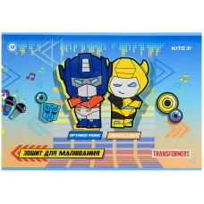 Зошит для малювання, 12 арк., скоба, софт тач + УФ лак, Transformers TF22-241 Kite