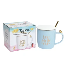 Заварник фарфоровий з кришкою та ложечкою "Love is in the air" 375мл, 380-420-1