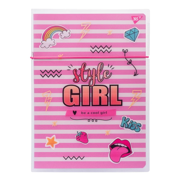 Зошит А4, 48арк. кліт. в пластиковій папці з малюнком "Sttle Girl Pink" 764429 YES