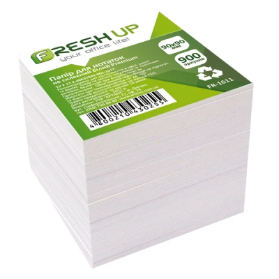 Блок паперу для нотаток Premium 90х90х900 листів, не клеєний білий, FR-1611 Fresh Up