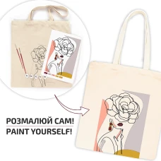 Набір, екосумка-розмальовка, „Floral Girl“, А4, бавовна 220 г/м2, 38х42см, ROSA Talent