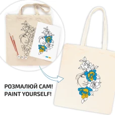 Набір, екосумка-розмальовка, „Квіти у волоссі“, бавовна 220 г/м2, 38х42см, ROSA Talent