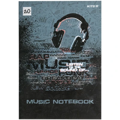 Зошит для нот А4, 20арк, Listen to the sound K21-404 Kite