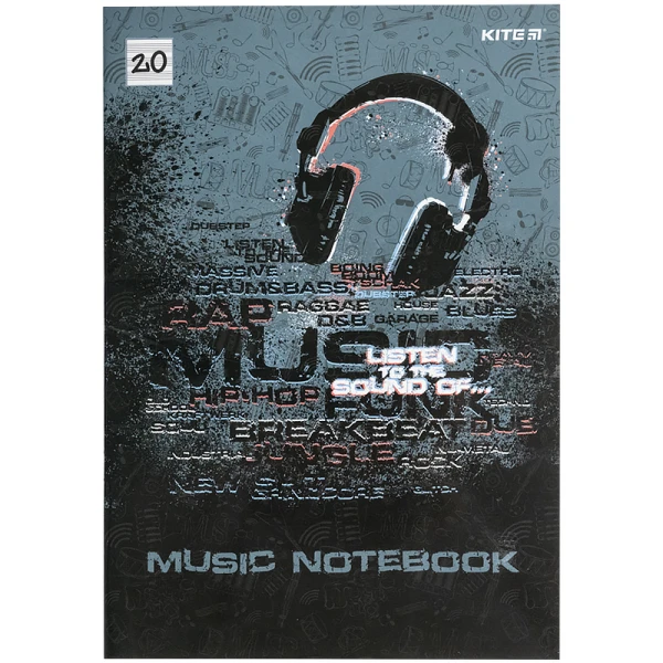 Зошит для нот А4, 20арк, Listen to the sound K21-404 Kite