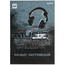 Зошит для нот А4, 20арк, Listen to the sound K21-404 Kite