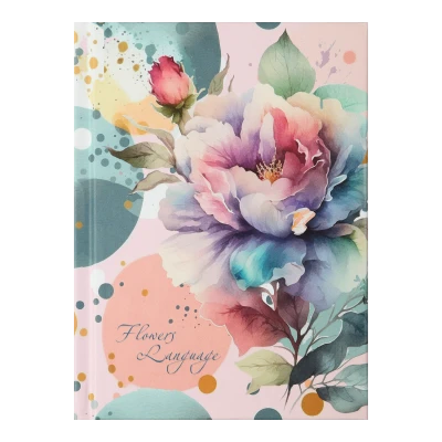 Блокнот FLOWERS LANGUAGE, А-6, 64 арк., клітинка, тв. обкл., мат. лам.+лак, рожева, BM.24614101-10