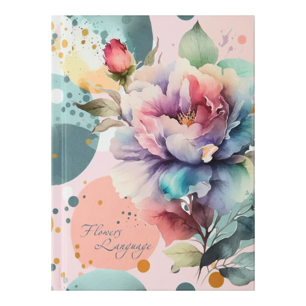 Блокнот FLOWERS LANGUAGE, А-6, 64 арк., клітинка, тв. обкл., мат. лам.+лак, рожева, BM.24614101-10