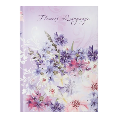 Блокнот FLOWERS LANGUAGE, А-6, 64 арк., клітинка, тв. обкл., мат. лам.+лак, бузкова, BM.24614101-26