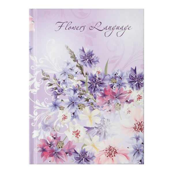Блокнот FLOWERS LANGUAGE, А-6, 64 арк., клітинка, тв. обкл., мат. лам.+лак, бузкова, BM.24614101-26